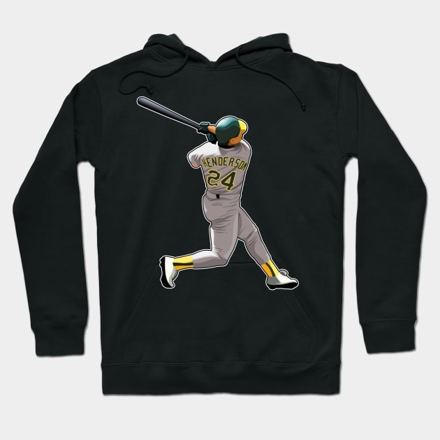 Rickey Henderson #24 Swings Power Hoodie by RunAndGow